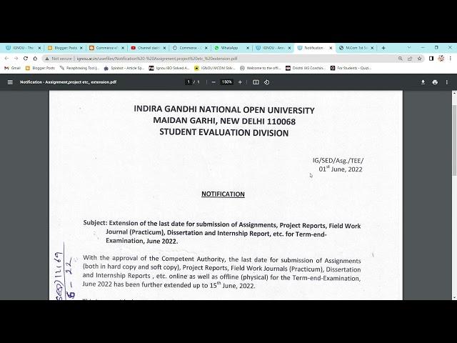 Update on IGNOU Assignment Submission Date II Latest Update