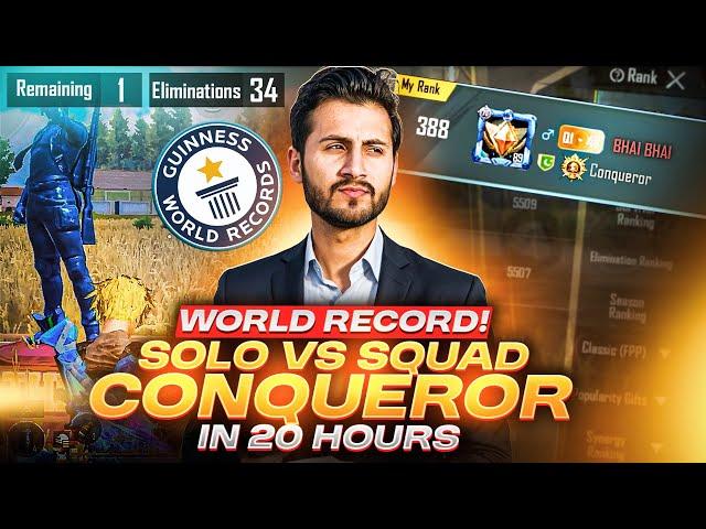 World Record !! Solo V Squad Conqueror In 20 Hours On Mobile | MK Gaming