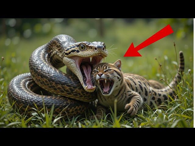 A Python Attacks a Pregnant Bobcat – But Then, Something Incredible Happens at the Last Moment!