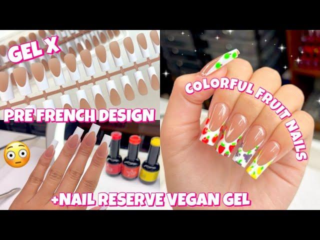 TRYING PRE FRENCH SOFT GEL NAILS FROM AMAZON | FRUIT NAIL ART USING NAIL RESERVE VEGAN GEL POLISH