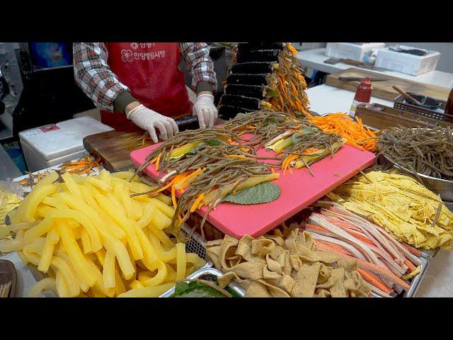 하루 2,000줄 팔리는 산더미 김밥집?김밥 장사만 40년!새벽 4시부터 만드는 미친퀄리티 김밥집!/Making amazing kimbap/Korean street food