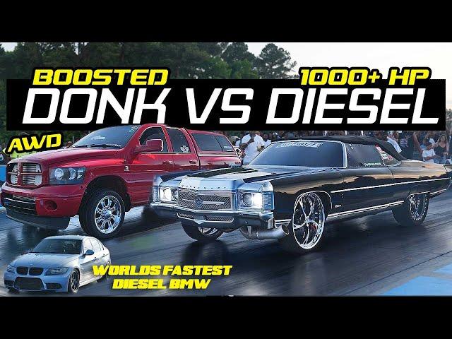 DONKMASTER Z06 DONK VS 1000+ HP AWD TURBO DIESEL  Drag Race | Worlds Fastest Diesel BMW Grudge Races