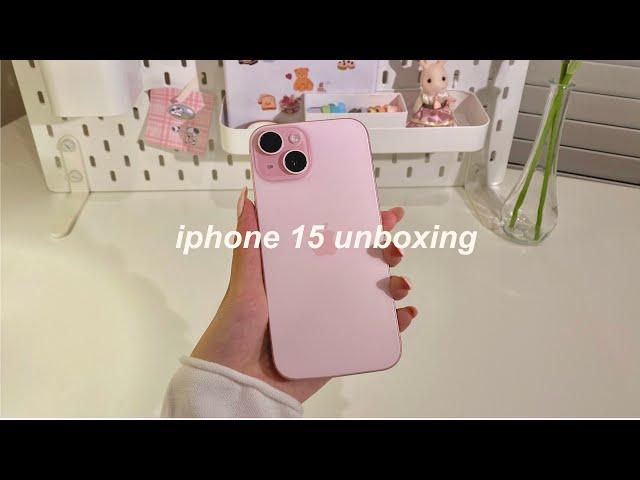 iphone 15 (pink) 512gb unboxing  accessories + aesthetic setup