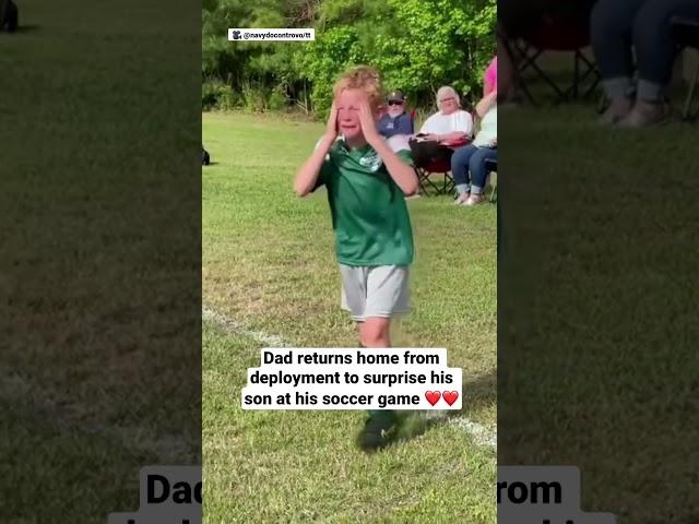 Dad returns home from deployment to surprise his son at his soccer game ️️