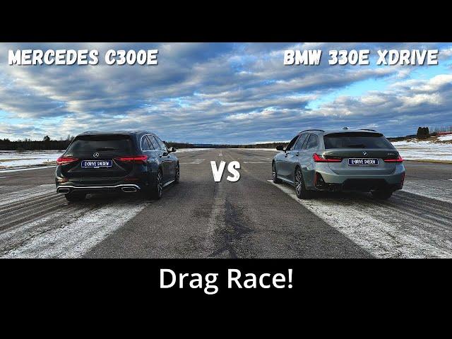 2023 BMW 330e xDrive 292hp vs 2022 Mercedes C300e 313hp | Drag Race | 4K