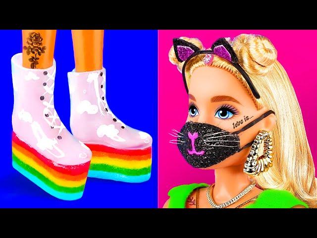 32 DIY Miniature Doll Hacks and Dollhouse Crafts Ideas ~ Rainbow Shoes, Pregnant Barbie and more