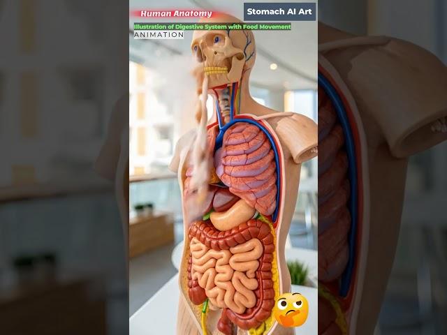 Animation of Gut Internal View with Food Movement | Stomach AI Art | 11