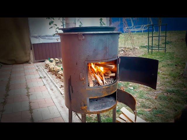 FURNACE for a cauldron with your own hands with flame control. Overview. Demonstration of work.