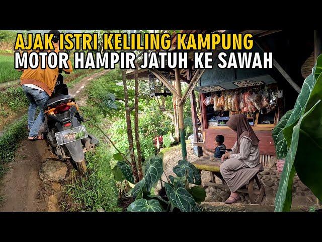 MASIH PAGI AJAK ISTRI KELILING KAMPUNG, MOTOR HAMPIR JATUH KE SAWAH!