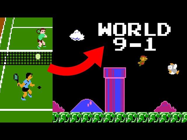 Access Glitch Worlds in Super Mario Bros. via NES Tennis