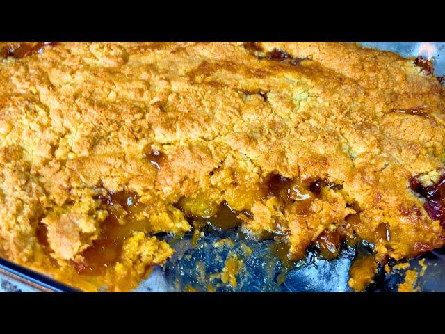 PEACH COBBLER #DUMPCAKE with JIFFY CAKE mix | Tanny Cooks