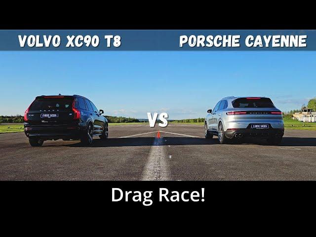 2024 Volvo XC90 T8 Recharge 455hp vs 2024 Porsche Cayenne E-Hybrid 470hp | Drag Race | 4K