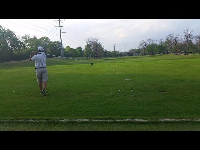 Michael Furrh swinging his 8ft driver at Royal Oaks Country Club in Dallas