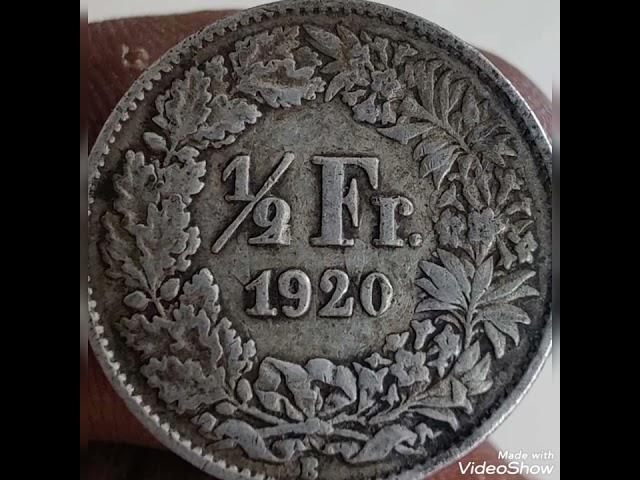 Switzerland & 1/2 Francs 1920 ,coin value and price rare.