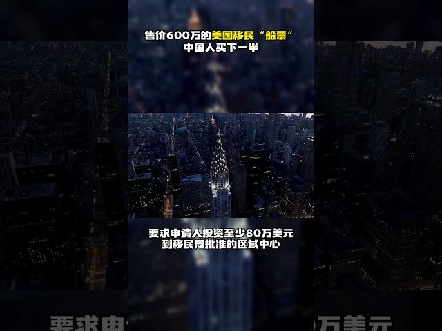 售价600万的美国移民“船票”，中国人买下一半 #移民#美国移民