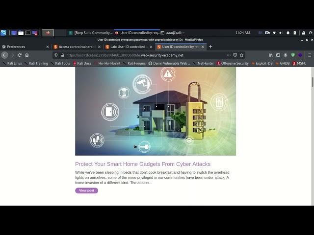 Lab User ID controlled by request parameter, with unpredictable user IDs | CyberWorldSec