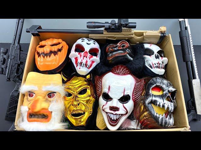 A Lots of Legend Toy Mask & Scary Mask Collection! Large Sniper Rifles Bead Launching Rifles