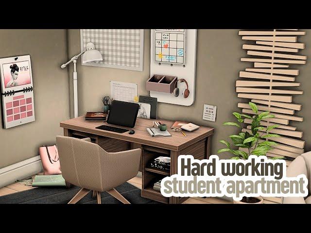 Hard working student Apartment // The sims 4 CC speed build