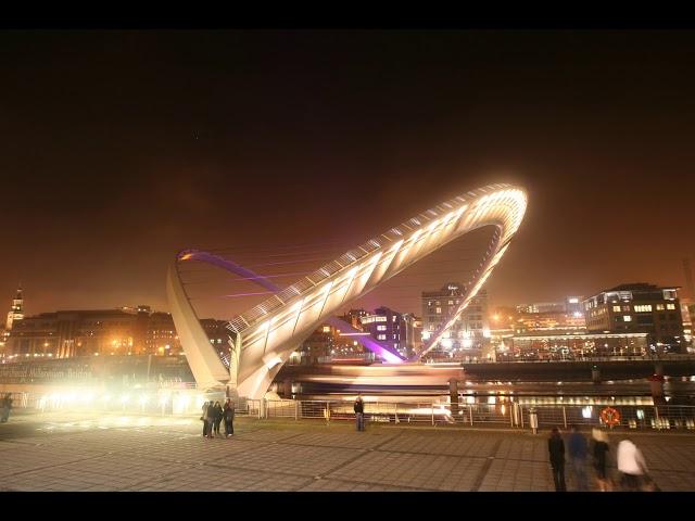 Newcastle Gateshead Millennium Bridge Tilt in Timelapse 1080p