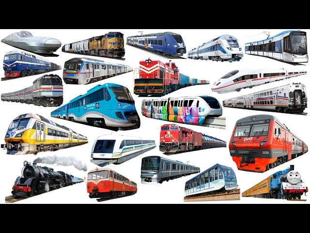 TRAIN and SUBWAY | Learn Railway Transport in English |  Subway Train, Steam, Bullet train, Tram