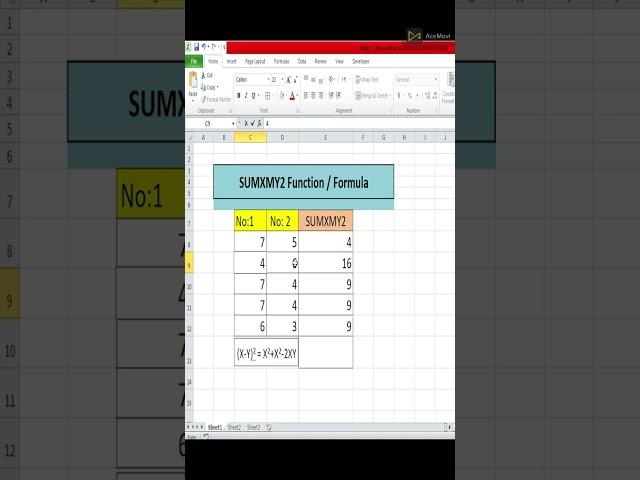 SUMXMY2 Function | How to Used Formula in ms Excel  | Design By Minhaj |