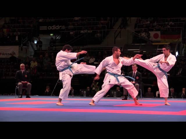 TURKEY Male Team Kata - Bunkai Kata Unsu - Bronze medal fight. 2014 World Karate Championships.