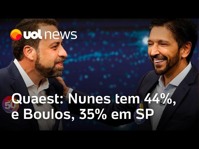 Eleição em SP: Nunes tem 44%, e Boulos, 35% de intenção de votos, mostra pesquisa Quaest