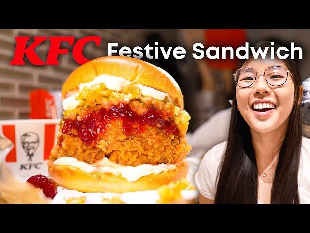 NEW KFC Festive Chicken Sandwich  (Stuffing + Cranberry Sauce)