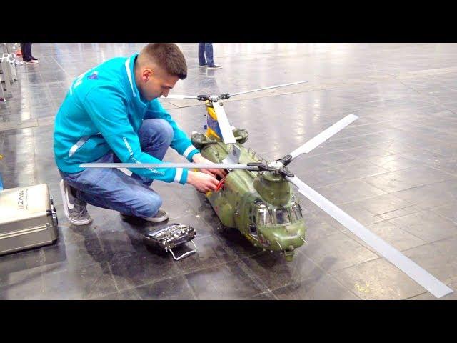 SUPER BIG RC HELI BICOPTER CHINOOK I 2. PLACE ON TV I Boeing-Vertol CH-47 I INTERMODELLBAU  I