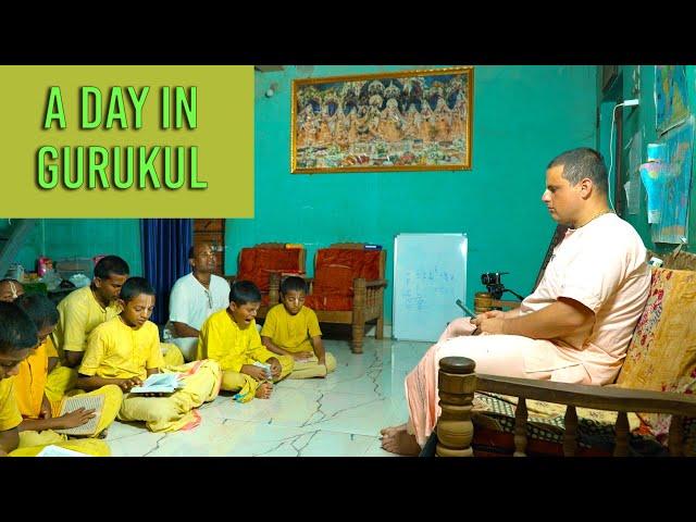 What schedule do these young Gurukul students follow?