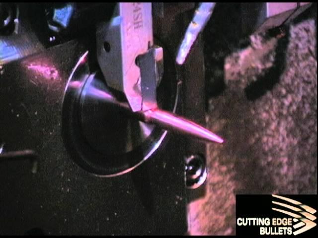 Match/Tactical Bullet being machined on a Swiss-style CNC Lathe