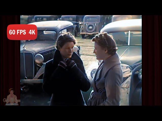 Women's Street Style in 1938 | AI Enhanced Film  [ 4k 60 fps]