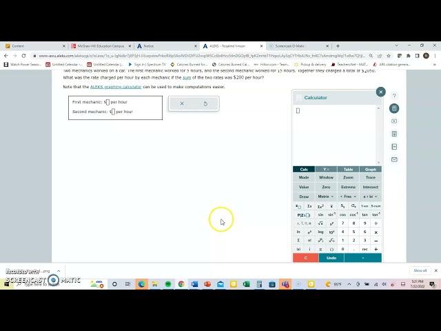 How to use the ALEKS calculator to solve a system of linear equations