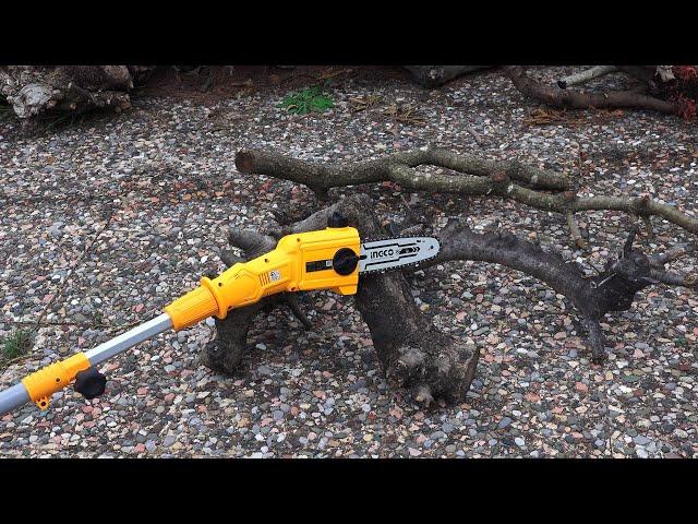 Unboxing   Assembling   Operating The INGCO CPTS201681  Two in One Pole chain saw with hedge trimmer