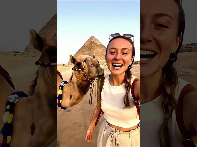 She Fed the Camel …Then Took It for a Ride!  #Shorts #EgyptVlog