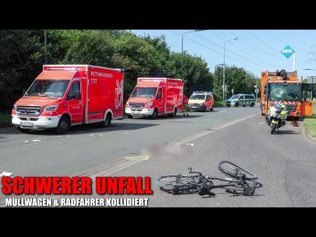 [SCHWERER UNFALL IN DÜSSELDORF!] - Kollision zwischen Müllwagen & Radfahrer ~ Mann schwer verletzt -