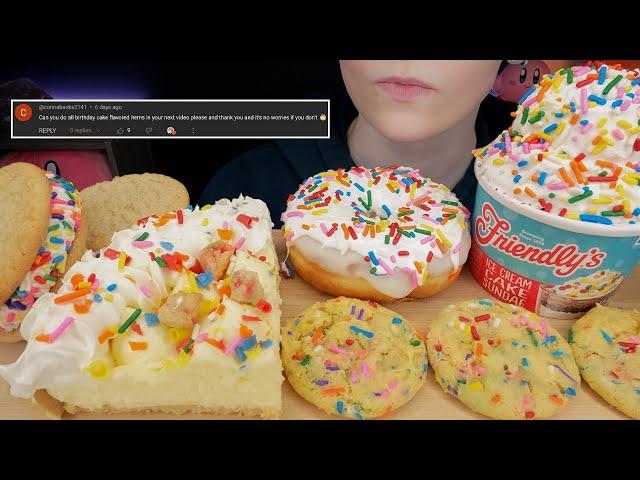 ASMR Birthday Cake Desserts *Cookie Sandwich, Sprinkled Donut, Ice Cream Sundae, Pie, Soft Cookies