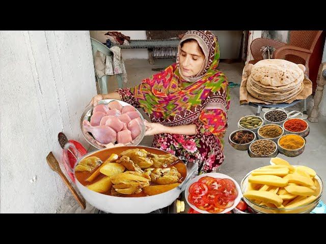 Village Life || Sham Ke Khane Ki Routine || Aloo Chicken Recipe Ke Sath  || Irma's family vlog