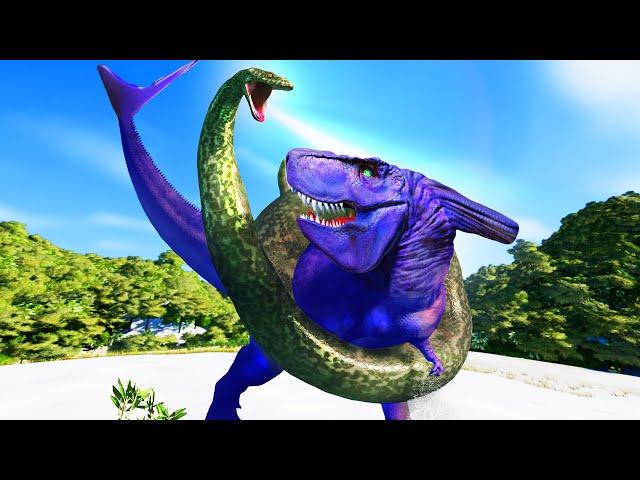  Jurassic World Evolution - New Spiderman Titanoboa Vs Spiderman Megalodon Godzilla Dinosaurs Fight