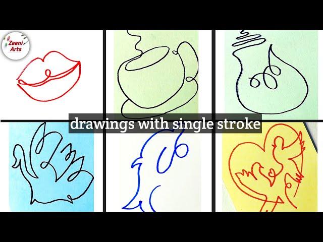 Easy  Drawing For Kids |Drawings with single stroke | Zeeni Arts || #draw #easy #simple