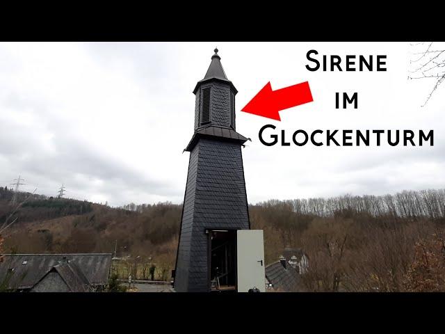 Probealarm-Panne: E57-Sirene im Glockenturm mit defektem Schütz | Sirenenprobe Grünebach (Betzdorf)