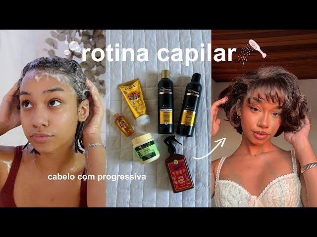 minha rotina capilar completa 2024 *cabelo com progressiva*