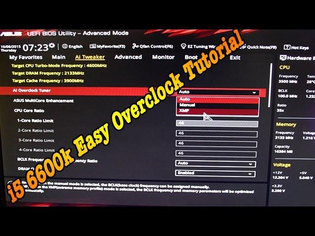 i5 6600K 4.6Ghz Easy OverClock Tutorial MoBo Asus Z170 ProGaming Corsair H100i