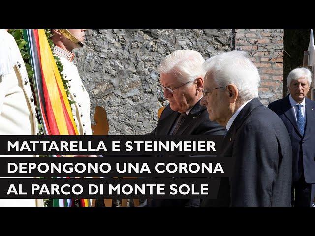 I Presidenti Mattarella e Steinmeier depongono una corona a Marzabotto