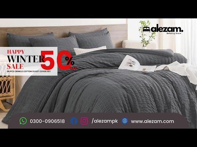 Alezam Crinkle Cotton 6-PC Duvet Cover Set – Perfect for All Seasons