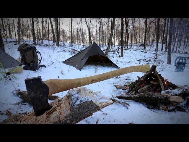 Solo Winter Tarp Camp | Sub Freezing Overnighter in February