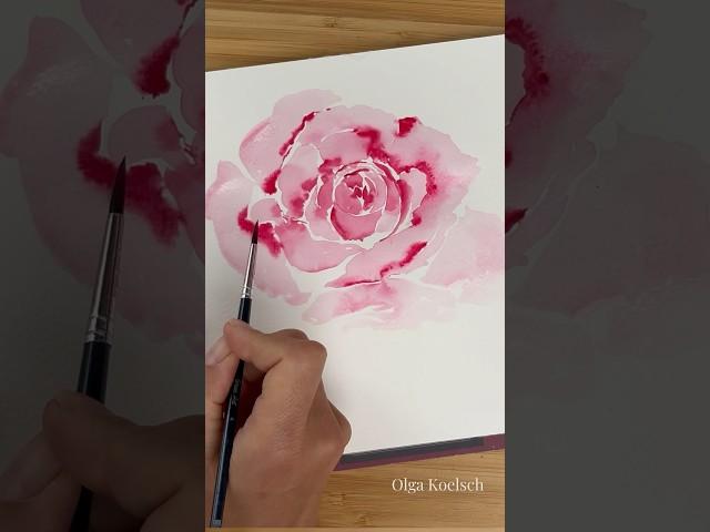 EASIEST way to paint watercolor rose #rose #howtopaint #watercolortechnique