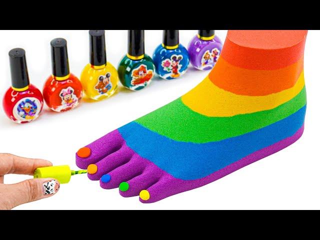 ASMR Video | How To Make Rainbow Foot From Kinetic Sand Cutting & Nail Polish | Making By Yo Yo