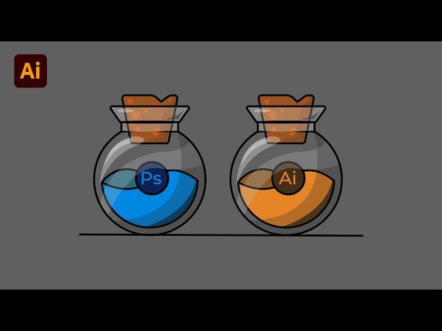 Adobe Illustrator Tutorial - Create a Beautiful Old Style Vial Flat Design | Hiru Designs