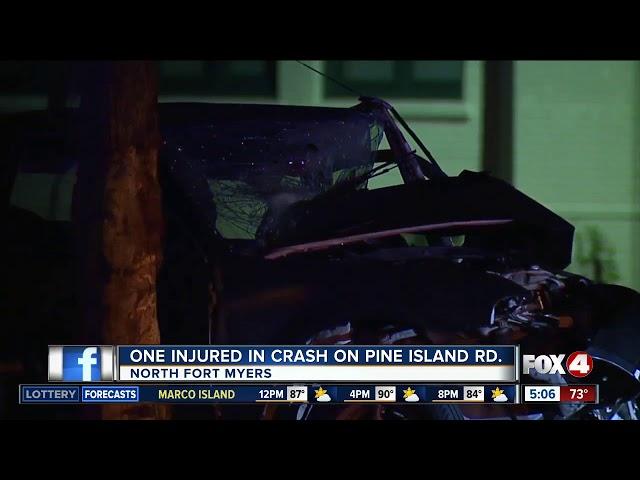 One injured in single car crash on Pine Island Road Thursday night